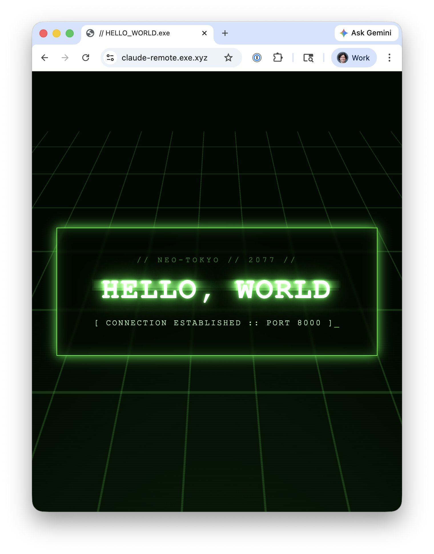 A web app built by Claude Code via Remote Control